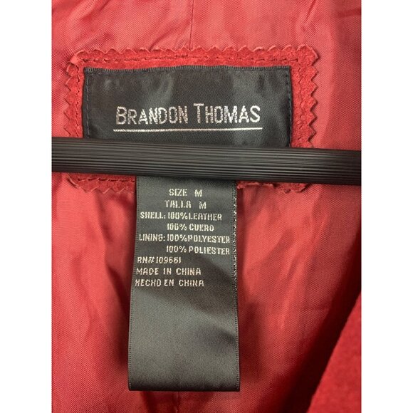 Brandon Thomas Womens Red Leather Blazer Jacket Size M - Picture 3 of 4